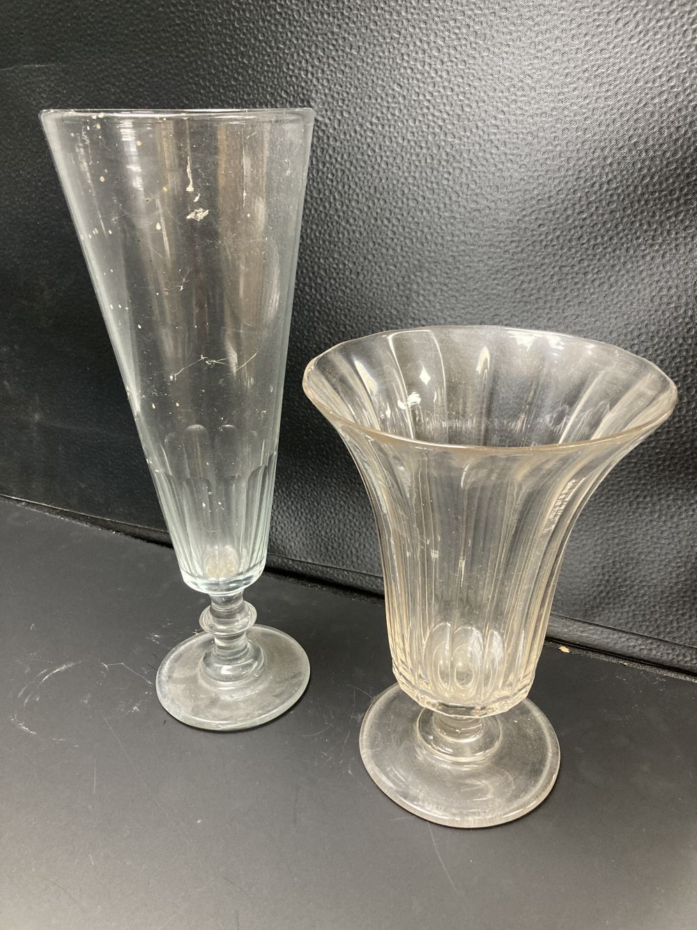 Two panel cut glass vases, first half 19th century, tallest 32cm